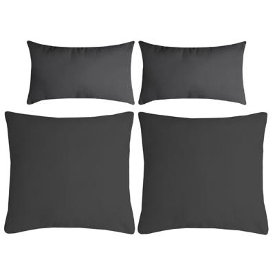 Stof Textile sierkussen Nelson - 4x - donkergrijs - 2 formaten - polyester