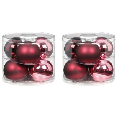 12x Berry Kiss mix roze/rode glazen kerstballen 10 cm glans en mat