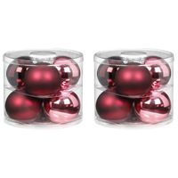 12x Berry Kiss mix roze/rode glazen kerstballen 10 cm glans en mat