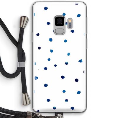 Blauwe stippen: Samsung Galaxy S9 Transparant Hoesje met koord