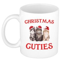 Kerstcadeau kerst mok/beker Christmas cuties met kittens / katten Kerstmis 300 ml   - - thumbnail