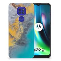 Motorola Moto G9 Play | E7 Plus | TPU | Siliconen hoesje | Marble Blue Gold