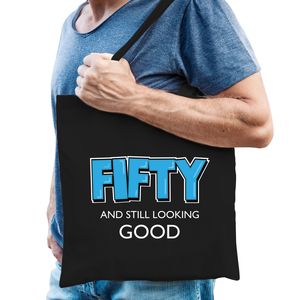 Fifty and still looking good verjaardag cadeau tas zwart voor heren - Verjaardag / Abraham   -