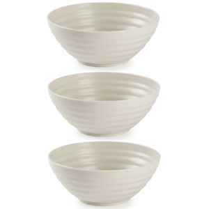 Set van 6x kommetjes/schaaltjes - Dessert/ontbijt - Kunststof - D14 cm - Beige