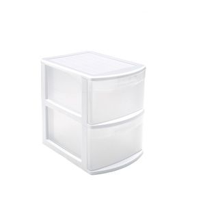 Ladeblok/bureau organizer met 2 lades wit/transparant 39 x 29 x 40 cm