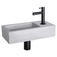Differnz Ravo fonteinset beton lichtgrijs - kraan recht - 38.5 x 18.5 x 9 cm - mat zwart