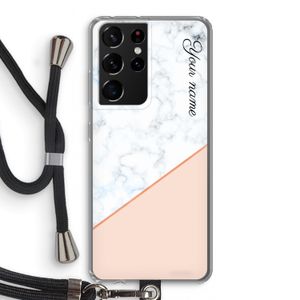 Marmer in stijl: Samsung Galaxy S21 Ultra Transparant Hoesje met koord