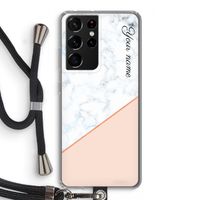 Marmer in stijl: Samsung Galaxy S21 Ultra Transparant Hoesje met koord