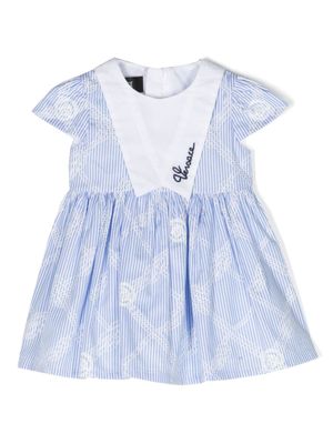 Versace Kids robe en popeline à rayures - Bleu