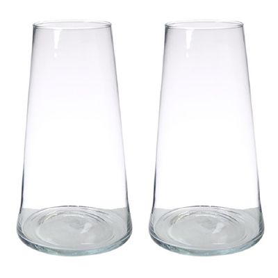 Set van 2x stuks transparante home-basics vaas/vazen van glas 40 x 18 cm Donna