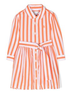 POLO RALPH LAUREN KIDS robe-chemise ceinturée à rayures - Orange