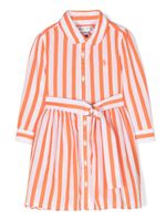 Ralph Lauren Kids robe-chemise ceinturée à rayures - Orange