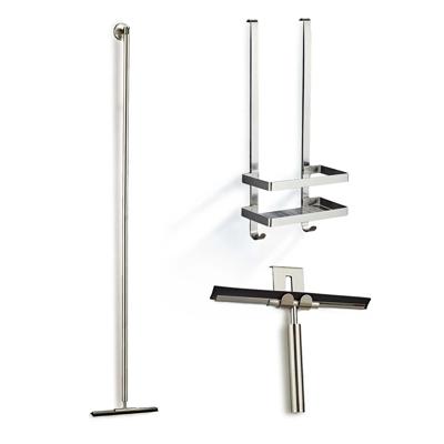 Douche accessoiresset SaniClear Exclusive | Met wissers en shampoohouder | RVS look