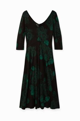 Jurk met bloemen - GREEN - XS