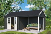 Outdoor Life Products | Tuinhuis met Overkapping Fraya 570 x 275 | Gecoat | Carbon Grey-Wit