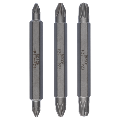 Bosch Accessoires 3-delige dubbelbitset PZ1-PZ2-PZ3, 60 mm - 2607001749