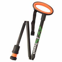 Wandelstok met ovalen handvat - opvouwbaar | Hoogte handvat: 83,7 - 93,7 cm | Flexifoot | Schokabsorberend | Zwart | PR30046-BK