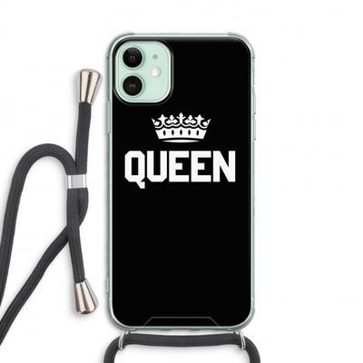 Queen zwart: iPhone 11 Transparant Hoesje met koord