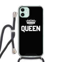 Queen zwart: iPhone 11 Transparant Hoesje met koord