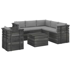 vidaXL 7-delige Loungeset met kussens pallet massief grenenhout