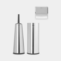 Brabantia ReNew toiletaccessoires, set - toiletborstel met houder, toiletrolhouder en reserverolhouder - Matt Steel