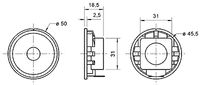 Visaton K 50 WP - 8 Ohm 2 inch 5 cm Mini-luidspreker 2 W 8 Ω Zwart Kunststof membraan, Vochtbestendig, UV-bestendig - thumbnail