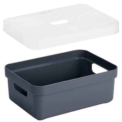 Sunware Opbergbox met transparante deksel - 3x stuks - donkerblauw - 9 liter - kunststof - 35x25x12 Sunware Opbergbox met transparante deksel - 3x stuks - donkerblauw - 9 liter - kunststof - 35x25x12