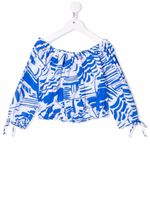 MSGM Kids haut imprimé à manches longues - Bleu - thumbnail