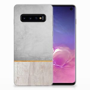 Samsung Galaxy S10 Bumper Hoesje Wood Concrete