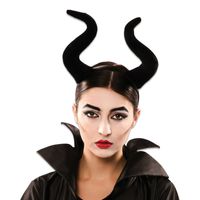 Horror haarband/diadeem met duivel/heksen hoorns zwart voor volwassenen   -