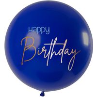 XL Ballon Happy Birthday Elegant True Blue Premium - 80cm - thumbnail