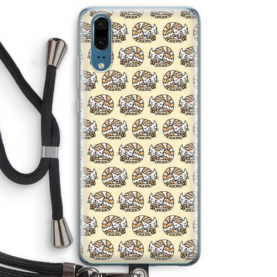 Slapende poes: Huawei P20 Transparant Hoesje met koord