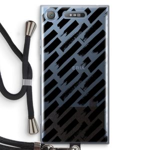 Zwarte vegen: Sony Xperia XZ1 Transparant Hoesje met koord