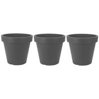 3x Antraciet grijze bloempotten 25 cm    -