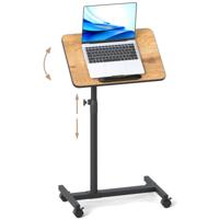 Verstelbare Bedtafel op Wielen met Kantelbare en 360° Draaibare Tafelblad Verzorgingstafel Natuur