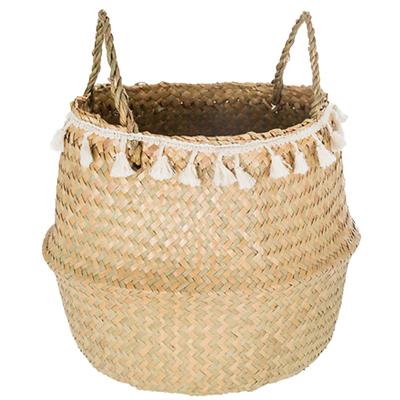 Opbergmand Ibiza - rond - riet - naturel - 30 x 37 cm - opvouwbaar - decoratie mand