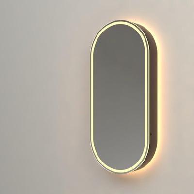 Adema Shine Spiegelkast - 45x100x14cm - ovaal - indirecte verlichting LED - spiegelverwarming zwart SW1236526
