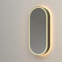 Adema Shine Spiegelkast - 45x100x14cm - ovaal - indirecte verlichting LED - spiegelverwarming zwart SW1236526