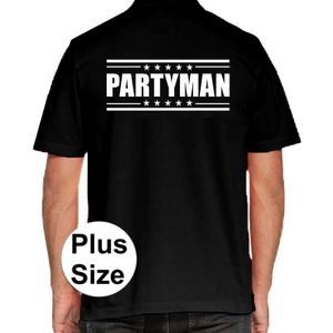 Zwart plus size Partyman polo t-shirt voor heren 4XL  -