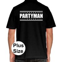 Zwart plus size Partyman polo t-shirt voor heren 4XL  - - thumbnail