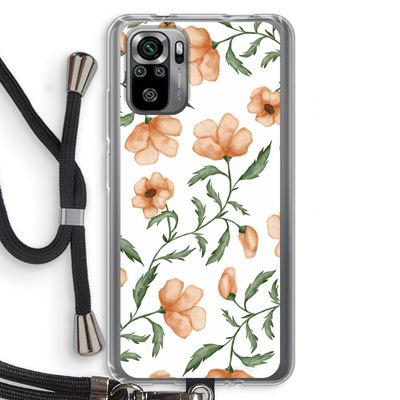Peachy flowers: Xiaomi Redmi Note 10S Transparant Hoesje met koord