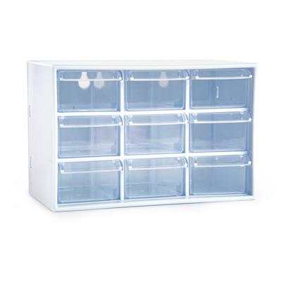 Sorteerbakjes spijkers/schroeven - 9x lades - 18.5 x 10 x 12 cm - opbergkastjes - ophangbaar - wit