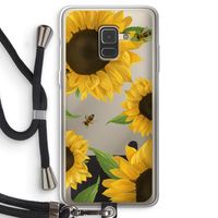 Sunflower and bees: Samsung Galaxy A8 (2018) Transparant Hoesje met koord