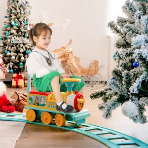6V Elektrische Kindertrein met 16 Rails voor Kinderen Vanaf 3 Jaar Blauw