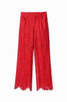 Kanten broek met doorzichtige stukken - RED - XS