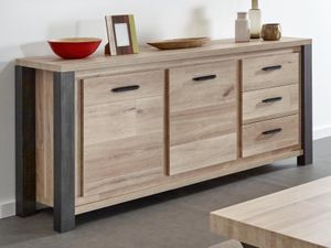 Dressoir TRAMO 2 deuren 3 lades 184 cm oude eik