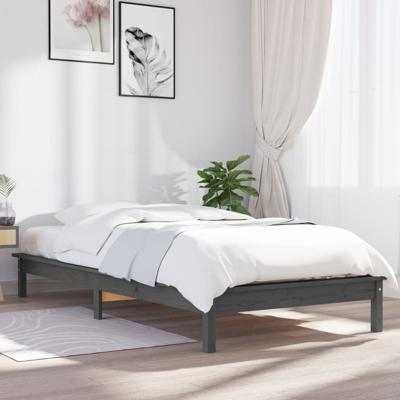 Bedframe massief grenenhout grijs 90x190 cm 3FT Single