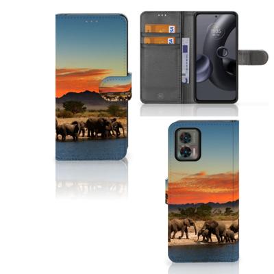 Motorola Edge 30 Neo | Telefoonhoesje | Met pasjeshouder | Olifanten