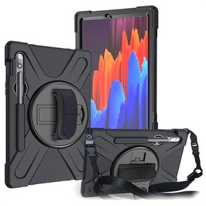 Samsung Galaxy Tab S7/S8 Heavy Duty 360 Case met Draagriem - Zwart