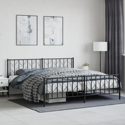 Bedframe met hoofd- en voeteneinde metaal zwart 193x203 cm
